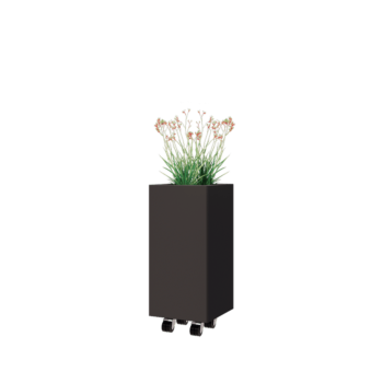 Ζαρντινιέρα από χάλυβα - Τετράγωνο - 30 x 30 x 60 cm - Άλλο χρώμα RAL - Με πλάκα βάσης - Με τροχούς