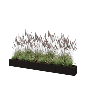 Ζαρντινιέρα XXL από χάλυβα - Ορθογώνιο - 320 x 30 x 30 cm - RAL9005 ματ (μαύρο) - Με πλάκα βάσης