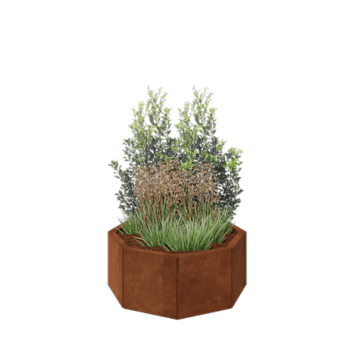 Ζαρντινιέρα από χάλυβα Corten - Οκτάγωνο - 72,4 x 72,4 x 30 cm - Με πλάκα βάσης