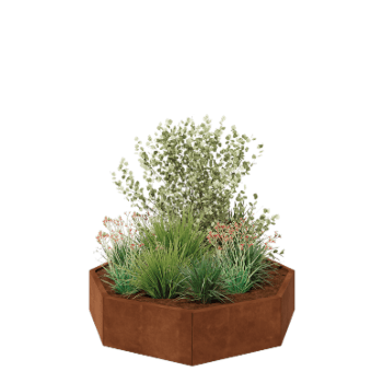 Ζαρντινιέρα από χάλυβα Corten - Οκτάγωνο - 144,9 x 144,9 x 30 cm - Χωρίς πλάκα βάσης