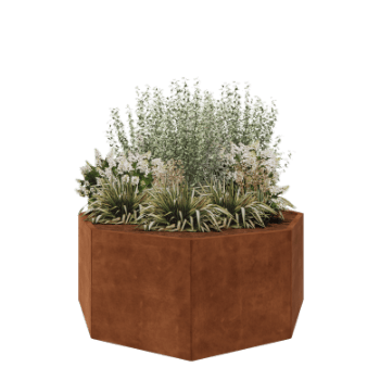 Ζαρντινιέρα από χάλυβα Corten - Οκτάγωνο - 168,6 x 168,6 x 70 cm - Χωρίς πλάκα βάσης