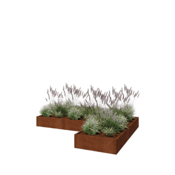 Ζαρντινιέρα από χάλυβα Corten - Σχήμα L - 300 x 200 x 30 cm - Χωρίς πλάκα βάσης