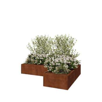 Ζαρντινιέρα από χάλυβα Corten - Σχήμα L - 300 x 200 x 50 cm - Χωρίς πλάκα βάσης