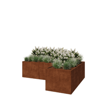 Ζαρντινιέρα από χάλυβα Corten - Σχήμα L - 300 x 200 x 80 cm - Χωρίς πλάκα βάσης
