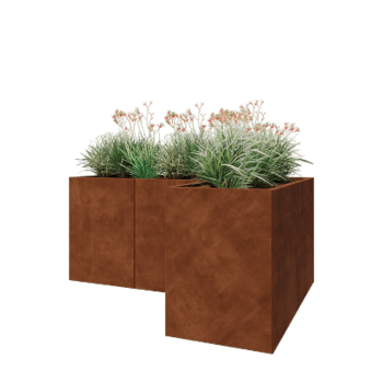 Ζαρντινιέρα από χάλυβα Corten - Σχήμα L - 180 x 120 x 80 cm - Χωρίς πλάκα βάσης