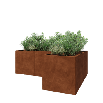Ζαρντινιέρα από χάλυβα Corten - Σχήμα L - 210 x 140 x 70 cm - Χωρίς πλάκα βάσης