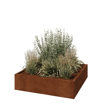 Ζαρντινιέρα από χάλυβα Corten - Τετράγωνο - 120 x 120 x 30 cm - Χωρίς πλάκα βάσης