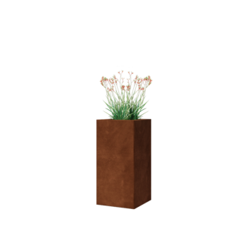 Ζαρντινιέρα από χάλυβα Corten - Τετράγωνο - 30 x 30 x 60 cm - Με πλάκα βάσης