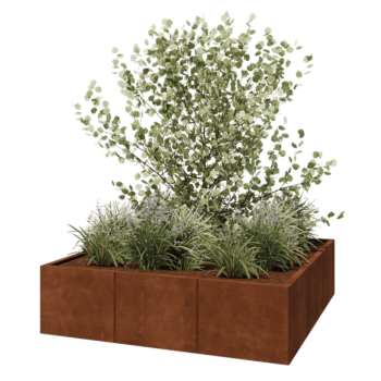 Ζαρντινιέρα XXL από χάλυβα Corten - Τετράγωνο - 150 x 150 x 40 cm - Χωρίς πλάκα βάσης