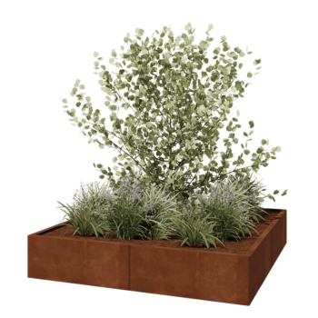 Ζαρντινιέρα XXL από χάλυβα Corten - Τετράγωνο - 160 x 160 x 30 cm - Χωρίς πλάκα βάσης