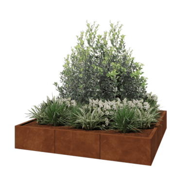 Ζαρντινιέρα XXL από χάλυβα Corten - Τετράγωνο - 180 x 180 x 30 cm - Χωρίς πλάκα βάσης