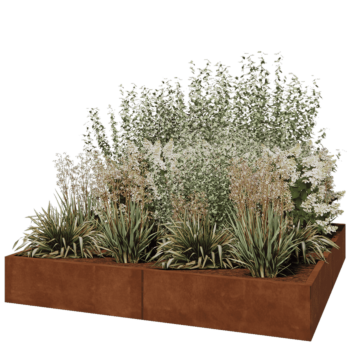 Ζαρντινιέρα XXL από χάλυβα Corten - Τετράγωνο - 200 x 200 x 30 cm - Χωρίς πλάκα βάσης
