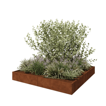 Ζαρντινιέρα XXL από χάλυβα Corten - Τετράγωνο - 240 x 240 x 30 cm - Χωρίς πλάκα βάσης