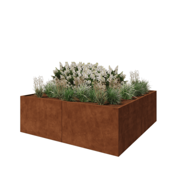 Ζαρντινιέρα XXL από χάλυβα Corten - Τετράγωνο - 240 x 240 x 80 cm - Χωρίς πλάκα βάσης