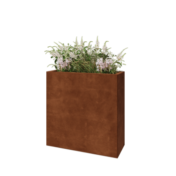 Ζαρντινιέρα από χάλυβα Corten - Ορθογώνιο - 80 x 30 x 80 cm - Με πλάκα βάσης