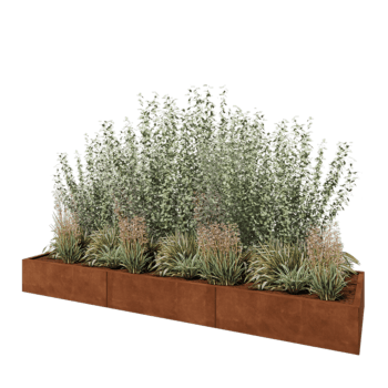 Ζαρντινιέρα XXL από χάλυβα Corten - Ορθογώνιο - 300 x 80 x 30 cm - Χωρίς πλάκα βάσης