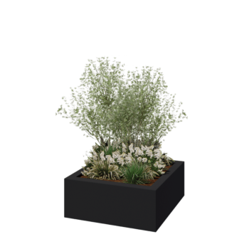 πολυεστερική γλάστρα - Τετράγωνο - 100 x 100 x 40 cm - RAL7021 ματ (μαύρο γκρι) - Με βάση