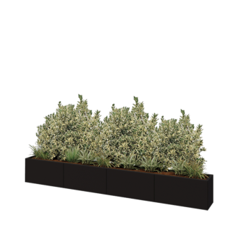 Ζαρντινιέρα XXL από χάλυβα - Ορθογώνιο - 320 x 30 x 40 cm - RAL9005 ματ (μαύρο) - Με πλάκα βάσης