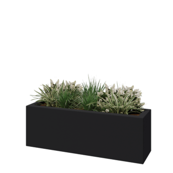 πολυεστερική γλάστρα - Ορθογώνιο - 120 x 30 x 40 cm - RAL7021 ματ (μαύρο γκρι) - Με βάση