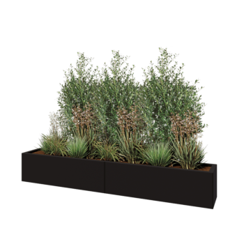Ζαρντινιέρα XXL από χάλυβα - Ορθογώνιο - 200 x 30 x 30 cm - RAL9005 ματ (μαύρο) - Χωρίς πλάκα βάσης