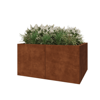 Ζαρντινιέρα XXL από χάλυβα Corten - Ορθογώνιο - 160 x 120 x 80 cm - Με πλάκα βάσης