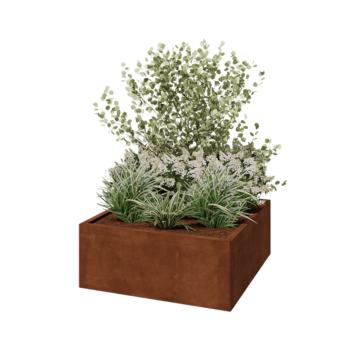 Ζαρντινιέρα από χάλυβα Corten - Τετράγωνο - 100 x 100 x 40 cm - Χωρίς πλάκα βάσης