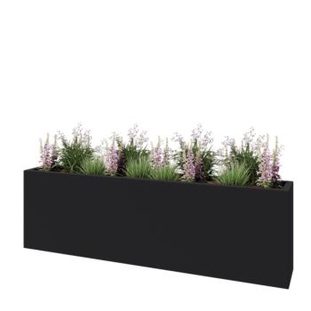 πολυεστερική γλάστρα - Ορθογώνιο - 200 x 30 x 60 cm - RAL7021 ματ (μαύρο γκρι) - Με βάση