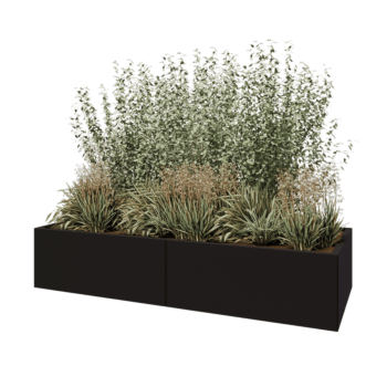 Ζαρντινιέρα XXL από χάλυβα - Ορθογώνιο - 200 x 80 x 40 cm - RAL9005 ματ (μαύρο) - Χωρίς πλάκα βάσης