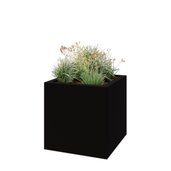 πολυεστερική γλάστρα - Τετράγωνο - 100 x 100 x 100 cm - RAL9005 ματ (μαύρο) - Με βάση