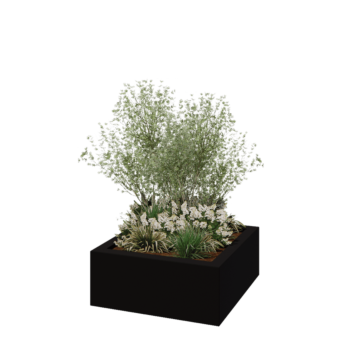 πολυεστερική γλάστρα - Τετράγωνο - 100 x 100 x 40 cm - RAL9005 ματ (μαύρο) - Με βάση