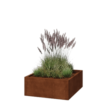 Ζαρντινιέρα από χάλυβα Corten - Τετράγωνο - 100 x 100 x 40 cm - Συγκολλημένο - Χωρίς πλάκα βάσης