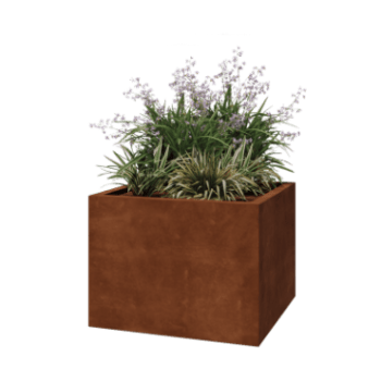 Ζαρντινιέρα από χάλυβα Corten - Τετράγωνο - 80 x 80 x 60 cm - Συγκολλημένο - Με πλάκα βάσης