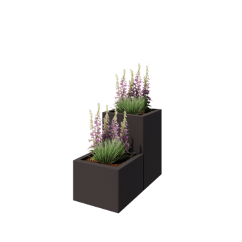 Ζαρντινιέρα από χάλυβα - 2-μερές μοντέλο σκάλας - 80 x 40 x 60 cm - RAL7016 ματ (ανθρακί γκρι) - Χωρίς πλάκα βάσης