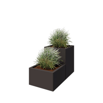 Ζαρντινιέρα από χάλυβα - 2-μερές μοντέλο σκάλας - 100 x 50 x 60 cm - RAL7016 ματ (ανθρακί γκρι) - Χωρίς πλάκα βάσης