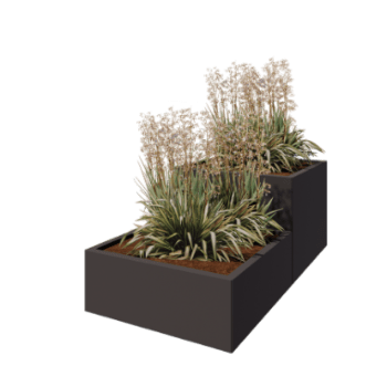 Ζαρντινιέρα από χάλυβα - 2-μερές μοντέλο σκάλας - 160 x 80 x 60 cm - RAL7016 ματ (ανθρακί γκρι) - Χωρίς πλάκα βάσης