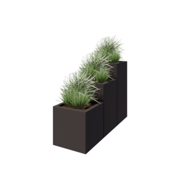 Ζαρντινιέρα από χάλυβα - 3-μερές μοντέλο σκάλας - 120 x 40 x 80 cm - RAL7016 ματ (ανθρακί γκρι) - Με πλάκα βάσης