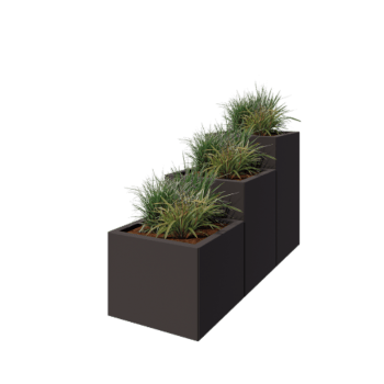 Ζαρντινιέρα από χάλυβα - 3-μερές μοντέλο σκάλας - 150 x 50 x 80 cm - RAL7016 ματ (ανθρακί γκρι) - Χωρίς πλάκα βάσης