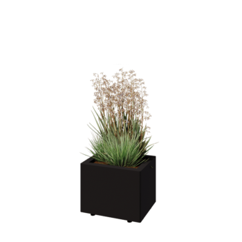 Ζαρντινιέρα από χάλυβα - Ορθογώνιο - 40 x 30 x 30 cm - RAL9005 ματ (μαύρο) - Με πλάκα βάσης - Με πόδια