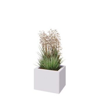 Ζαρντινιέρα από χάλυβα - Ορθογώνιο - 40 x 30 x 30 cm - RAL9010 ματ (λευκό) - Με πλάκα βάσης