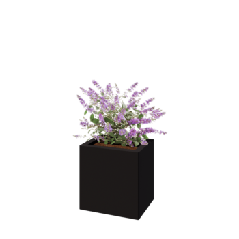 Ζαρντινιέρα από χάλυβα - Ορθογώνιο - 40 x 30 x 40 cm - RAL9005 ματ (μαύρο) - Με πλάκα βάσης