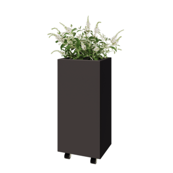 Ζαρντινιέρα από χάλυβα - Ορθογώνιο - 40 x 30 x 80 cm - Άλλο χρώμα RAL - Με πλάκα βάσης - Με τροχούς