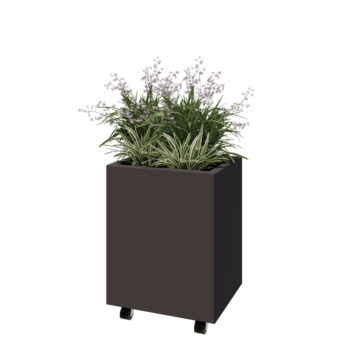 Ζαρντινιέρα από χάλυβα - Ορθογώνιο - 50 x 40 x 60 cm - RAL7016 ματ (ανθρακί γκρι) - Με πλάκα βάσης - Με τροχούς
