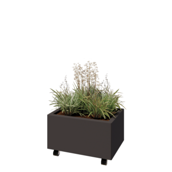 Ζαρντινιέρα από χάλυβα - Ορθογώνιο - 60 x 40 x 30 cm - RAL7016 ματ (ανθρακί γκρι) - Με πλάκα βάσης - Με τροχούς