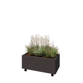 Ζαρντινιέρα από χάλυβα - Ορθογώνιο - 80 x 40 x 30 cm - Άλλο χρώμα RAL - Με πλάκα βάσης - Με τροχούς