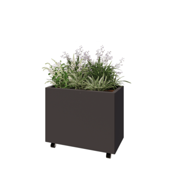 Ζαρντινιέρα από χάλυβα - Ορθογώνιο - 80 x 40 x 60 cm - Άλλο χρώμα RAL - Με πλάκα βάσης - Με τροχούς