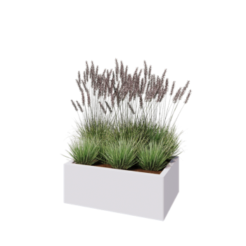 Ζαρντινιέρα από χάλυβα - Ορθογώνιο - 80 x 50 x 30 cm - RAL9010 ματ (λευκό) - Με πλάκα βάσης