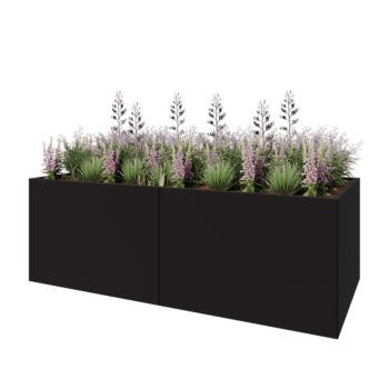 Ζαρντινιέρα XXL από χάλυβα - Ορθογώνιο - 240 x 100 x 80 cm - RAL9005 ματ (μαύρο) - Με πλάκα βάσης