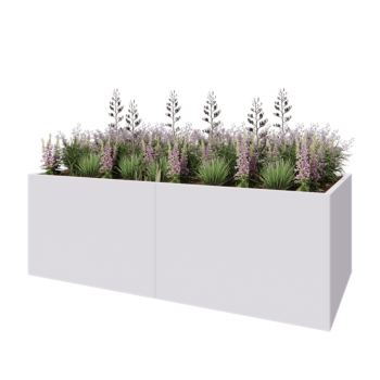 Ζαρντινιέρα XXL από χάλυβα - Ορθογώνιο - 240 x 100 x 80 cm - RAL9010 ματ (λευκό) - Με πλάκα βάσης