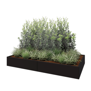 Ζαρντινιέρα XXL από χάλυβα - Ορθογώνιο - 240 x 120 x 30 cm - RAL9005 ματ (μαύρο) - Με πλάκα βάσης
