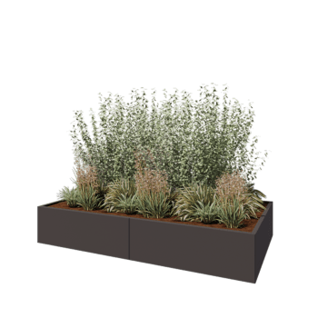 Ζαρντινιέρα XXL από χάλυβα - Ορθογώνιο - 240 x 120 x 40 cm - RAL7016 ματ (ανθρακί γκρι) - Με πλάκα βάσης